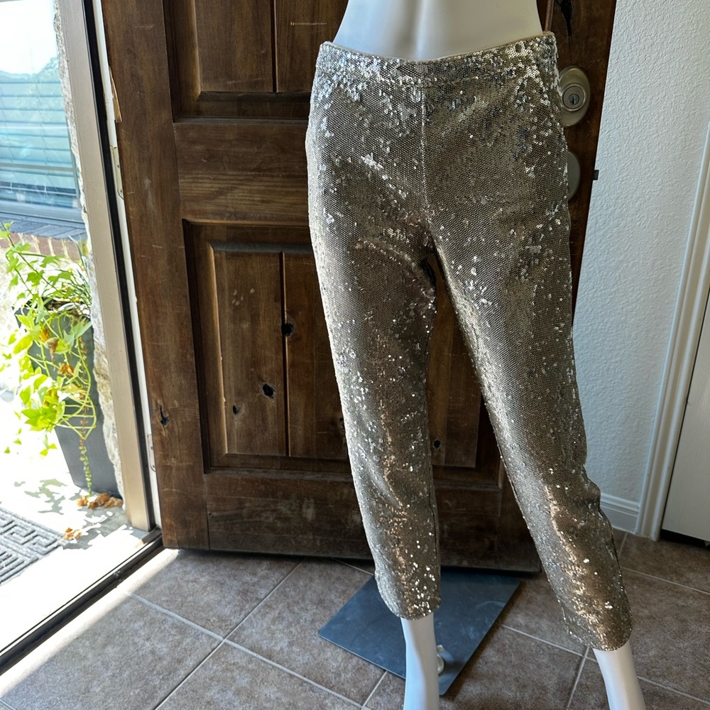 Abercrombie & Fitch Champagne Sequined Cropped Pants Size Small